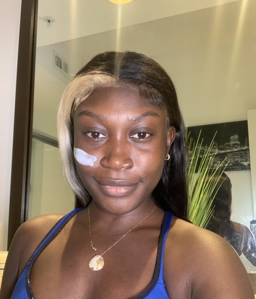 black woman using summer Fridays jet lag mask